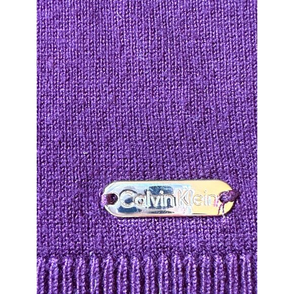 Calvin Klein Purple Long Sleeve Sweater With Ribbed Mock Neck Button Detail - Picture 6 of 10